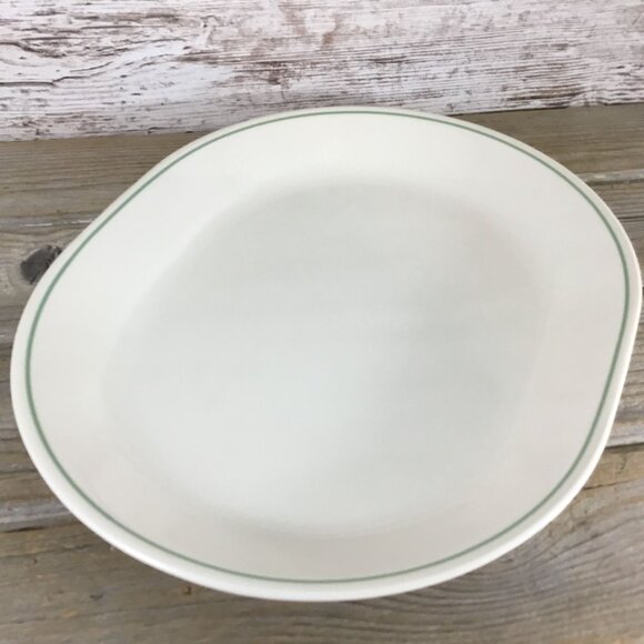 Corelle Summer Blossom 12 1/4" Serving Platter Beige With Green Trim - Picture 6 of 7